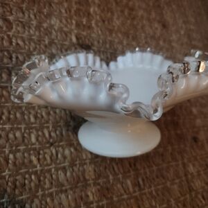 White Ruffled Glass Bowl